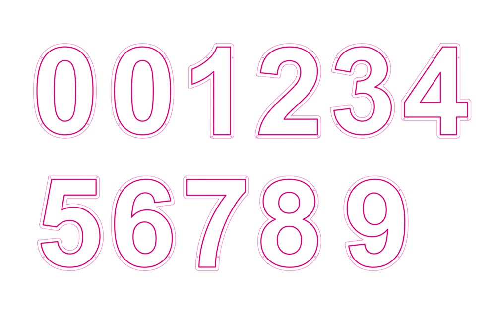 Neon Schild Zahlen 0-9 in pink mieten